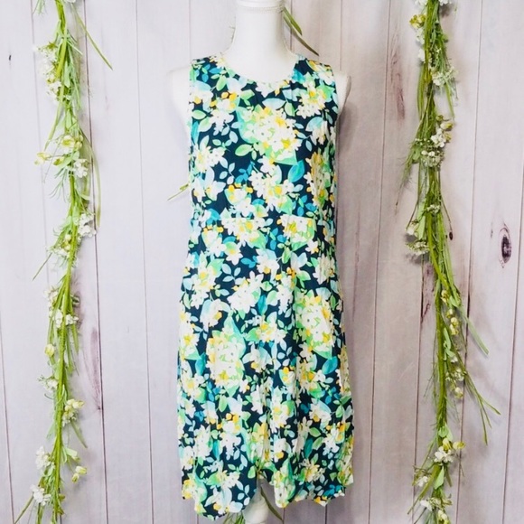 J. Jill Dresses J Jill Sz S Floral Blue Green Summer Dress White